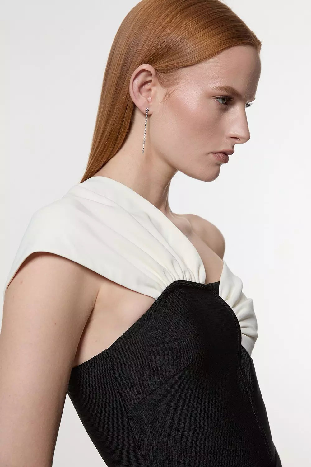 Figure Form Bandage Knit Asymmetric Strap Top | Karen Millen