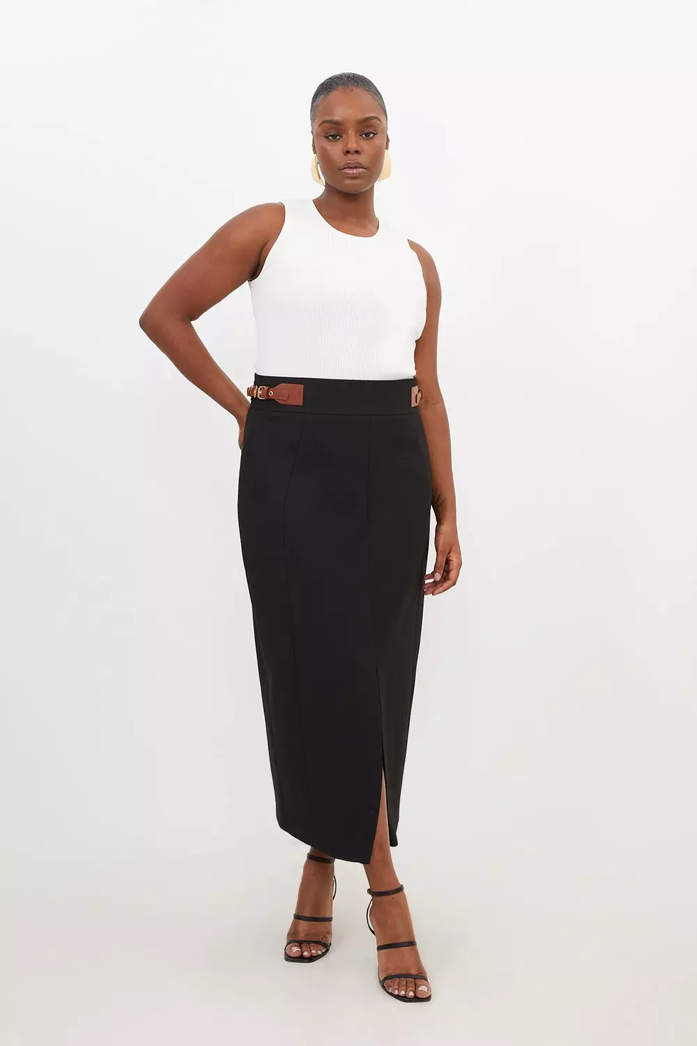 Plus size black knee skirt hotsell