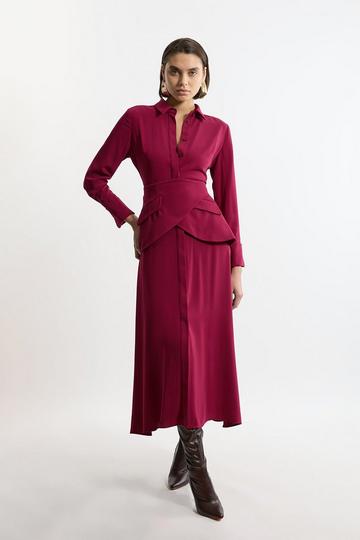 Petite Soft Tailored Belted Maxi Shirt Dress fig