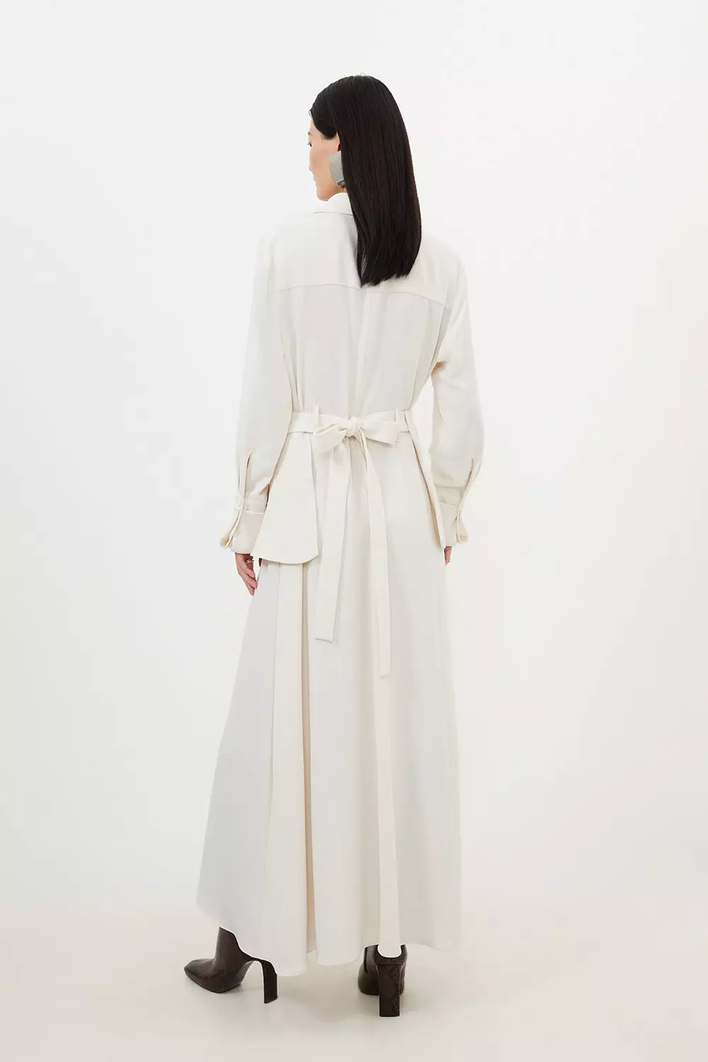 Ivory Petite Soft Tailored Belted Maxi Shirt Dress alternative image
