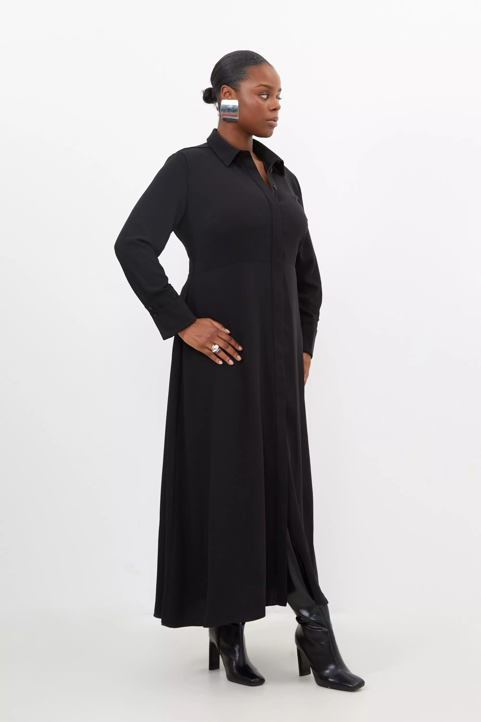 Plus Size Soft Tailored Belted Maxi Shirt Dress Karen Millen