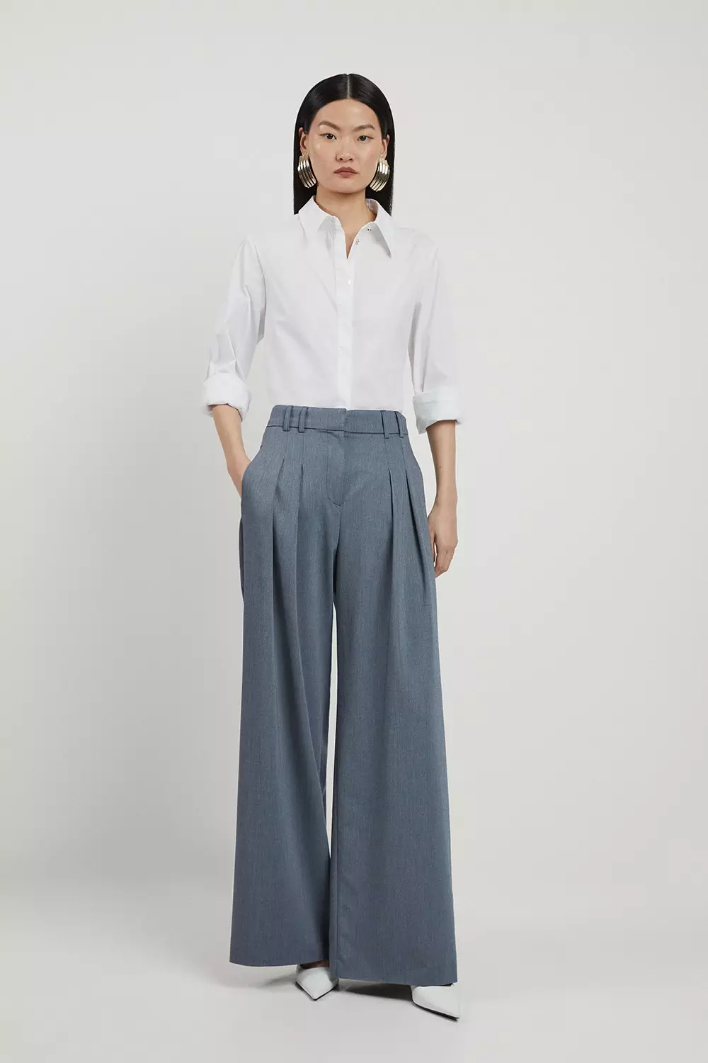 Tailored Pleated Wide Leg Pants | Karen Millen