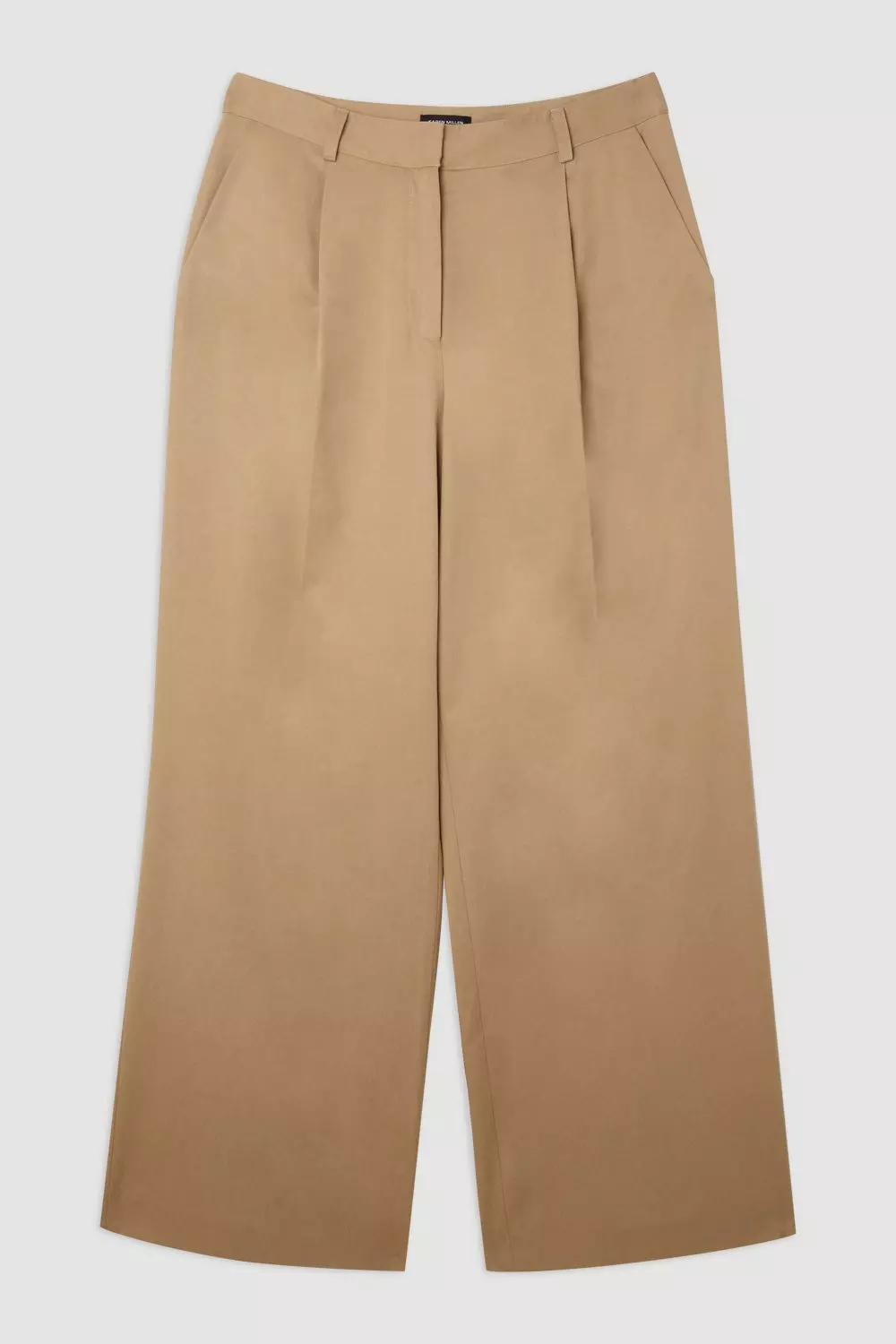 Tan Petite Tencel Cotton Pleated Wide Leg Tailored Trousers alternative image