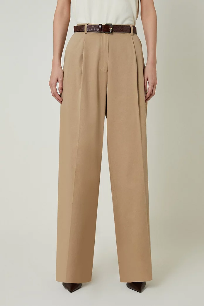 Tencel Cotton Pleated Wide Leg Dress Pants | Karen Millen Tencel Cotton Pleated Wide Leg Dress Pants | Karen Millen