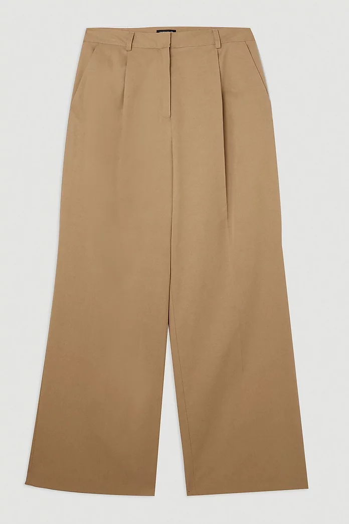 Tencel Cotton Pleated Wide Leg Dress Pants | Karen Millen Tencel Cotton Pleated Wide Leg Dress Pants | Karen Millen