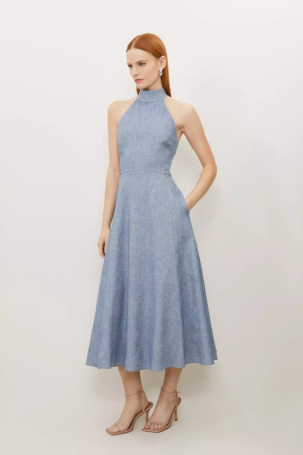 Denim linen dress sale