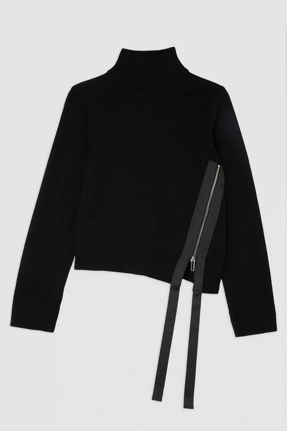The Founder Linen Blend Knit Satin Detail Turtleneck | Karen