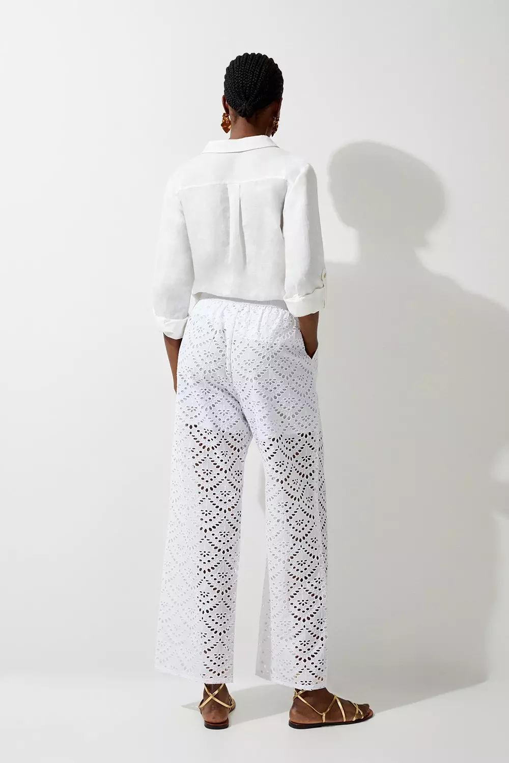 Eyelet Wide Leg Pants | Karen Millen