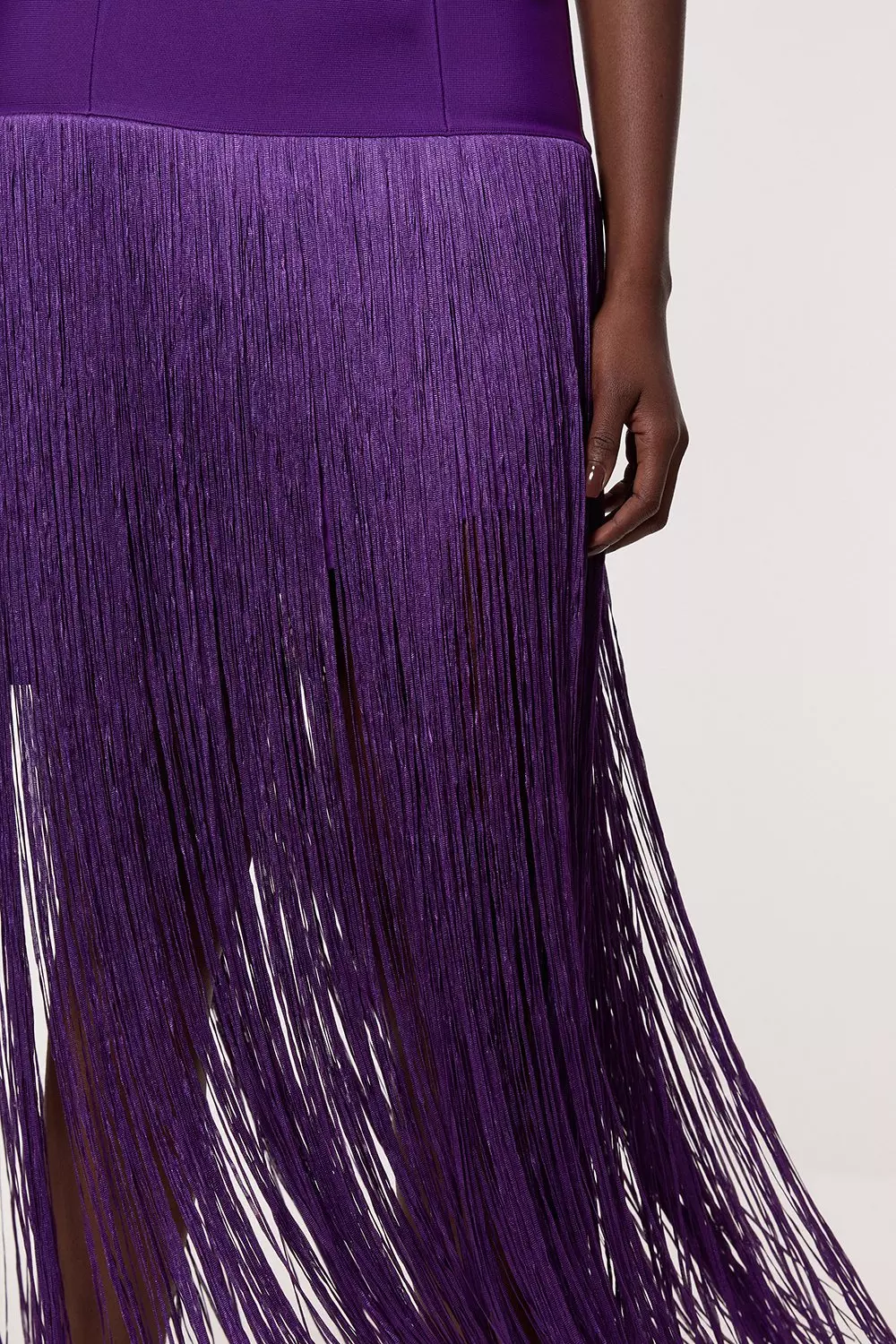 Figure Form Bandage Tassel Hem Knitted Dress | Karen Millen
