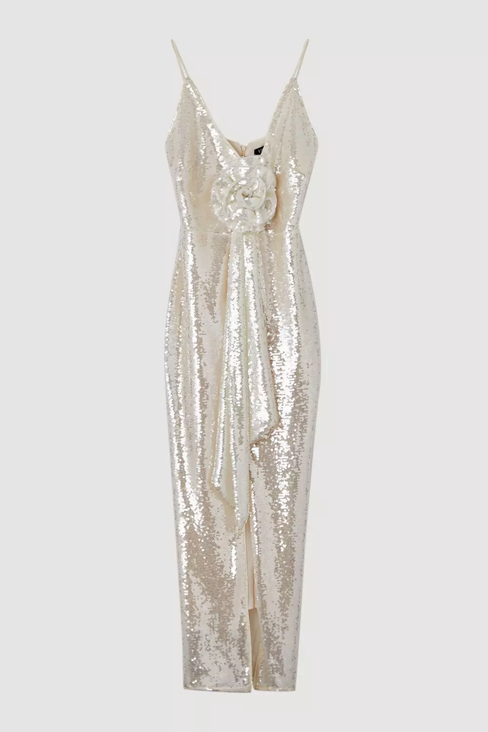 KAREN MILLEN* ビーズ クリスタル ロゼアップリケマキシドレス Crystal Applique Woven Maxi Rosette Maxi Dress | Karen Millen