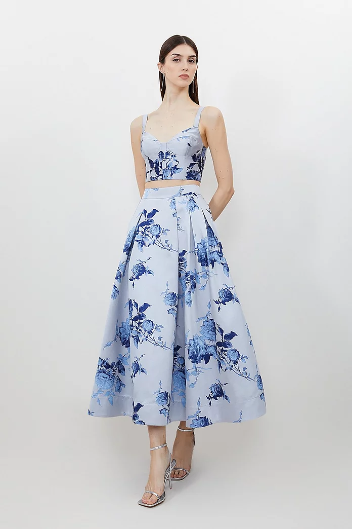 Jacquard Bodice Woven Top | Karen Millen Jacquard Bodice Woven Top | Karen Millen