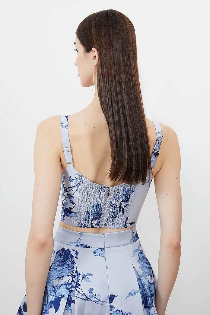 Jacquard Bodice Woven Top | Karen Millen Jacquard Bodice Woven Top | Karen Millen