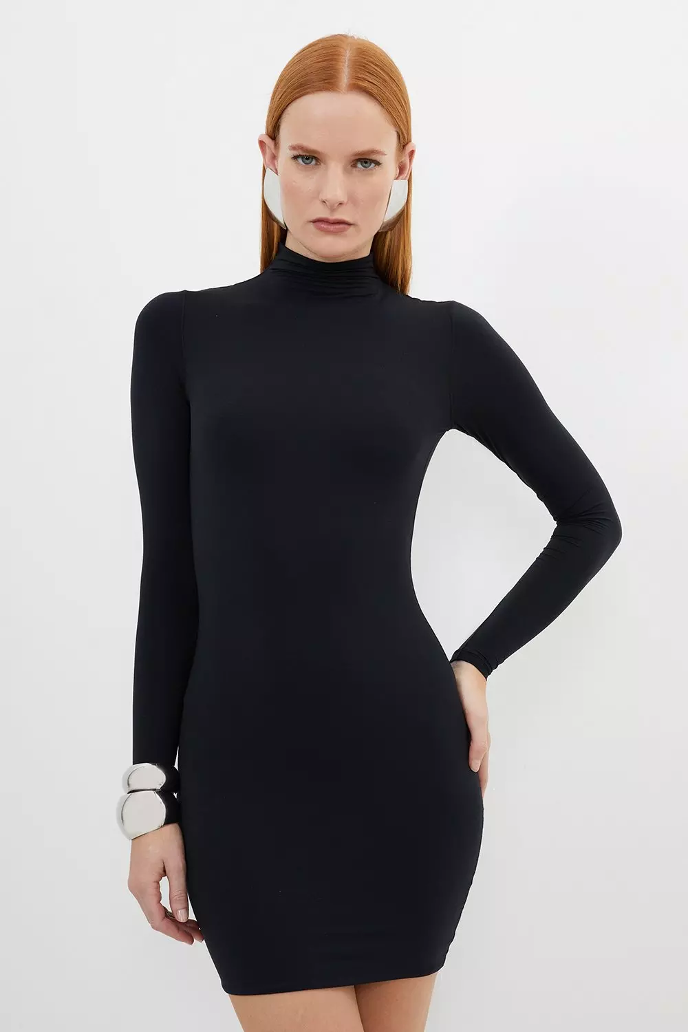 Black high neck dress long sleeve hotsell