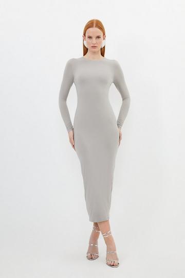 Contour Jersey Long Sleeve Midaxi Dress taupe