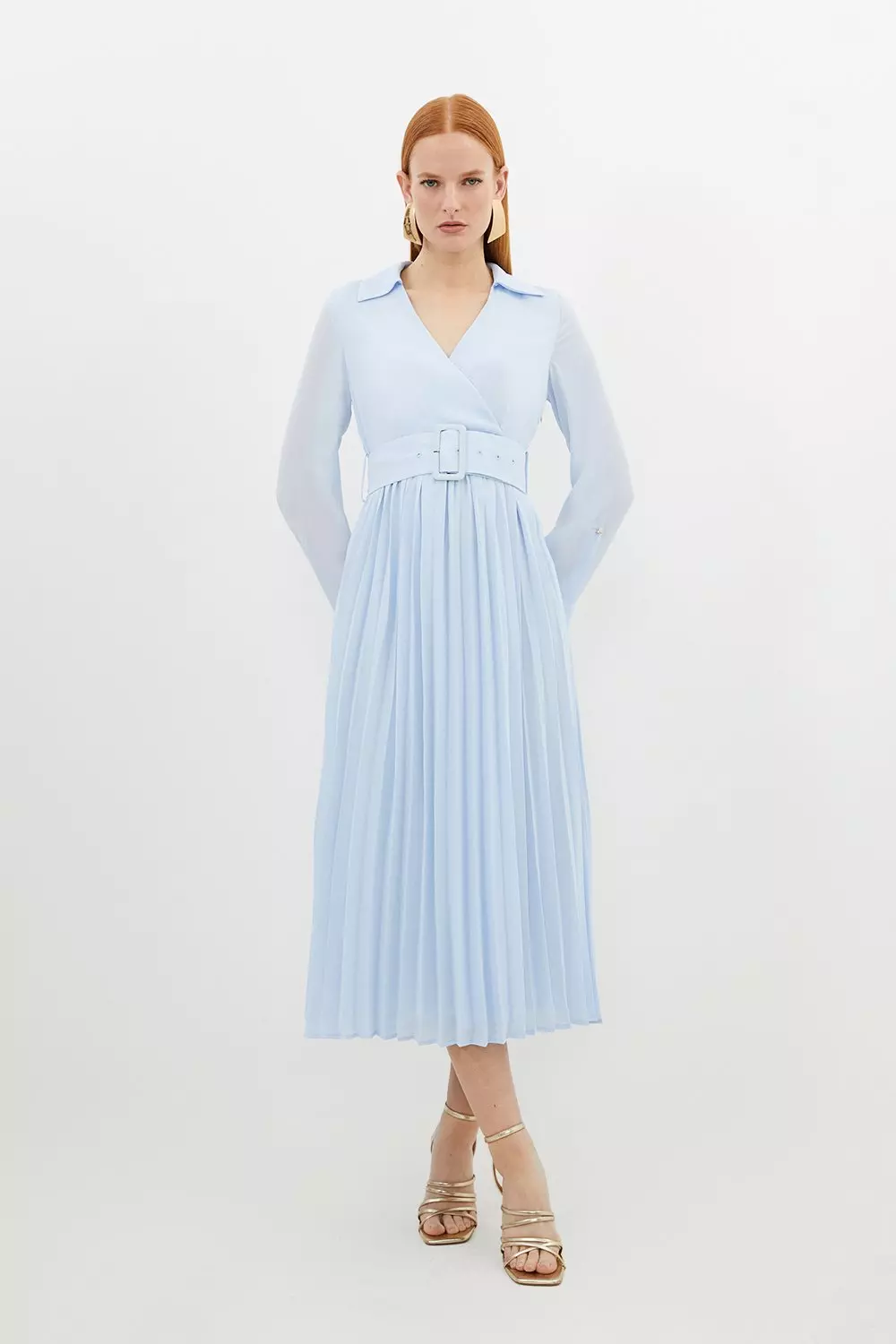 Karen millen blue pleated dress best sale