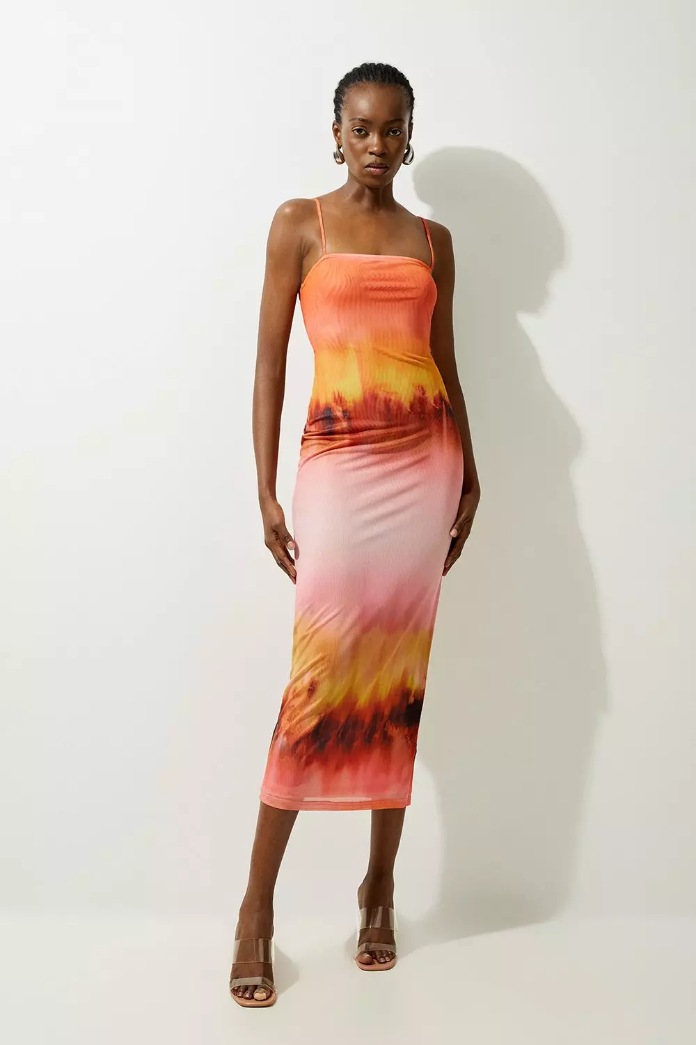 Ombre Print Jersey Sleeveless Midi Dress Karen Millen