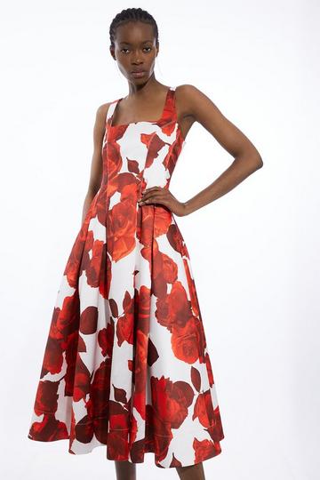 Rose Floral Twill Prom Dress floral