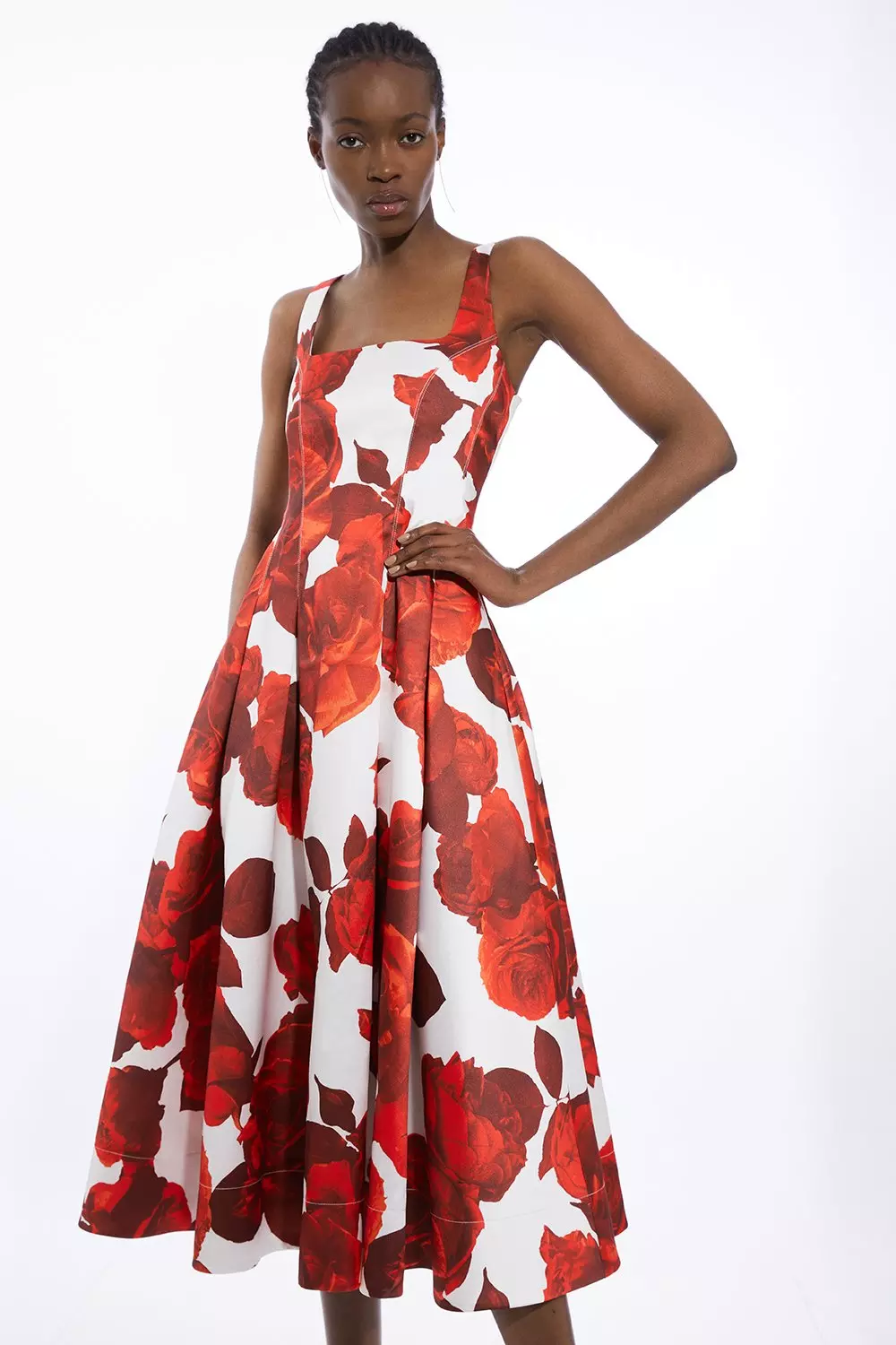 Rose Floral Twill Prom Dress Karen Millen