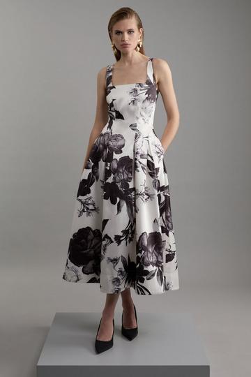 Rose Floral Twill Prom Dress mono