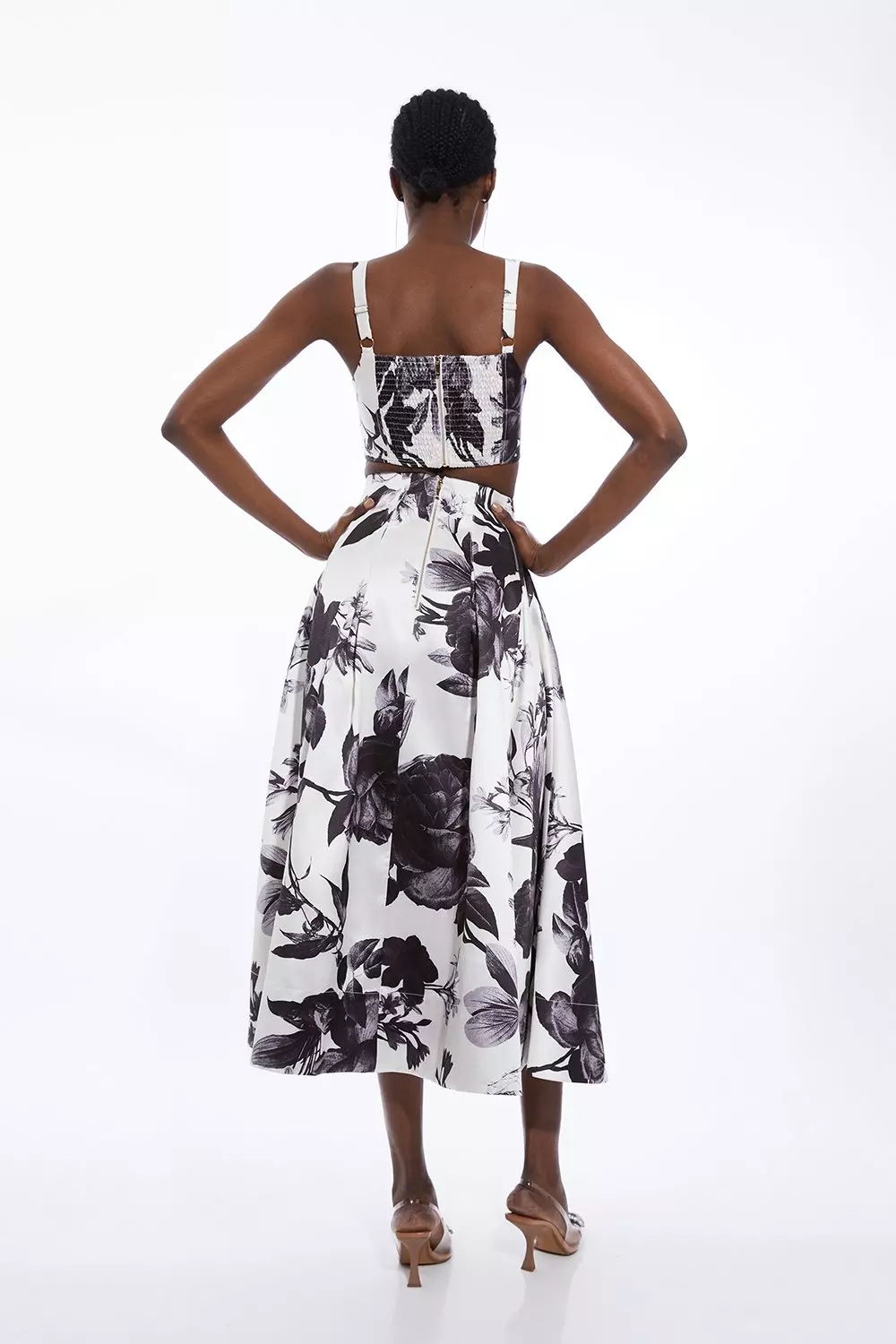 ◆KAREN MILLEN◆ 花柄織り プロム ミディスカート Floral Print Twill Woven Prom Midi Skirt | Karen Millen