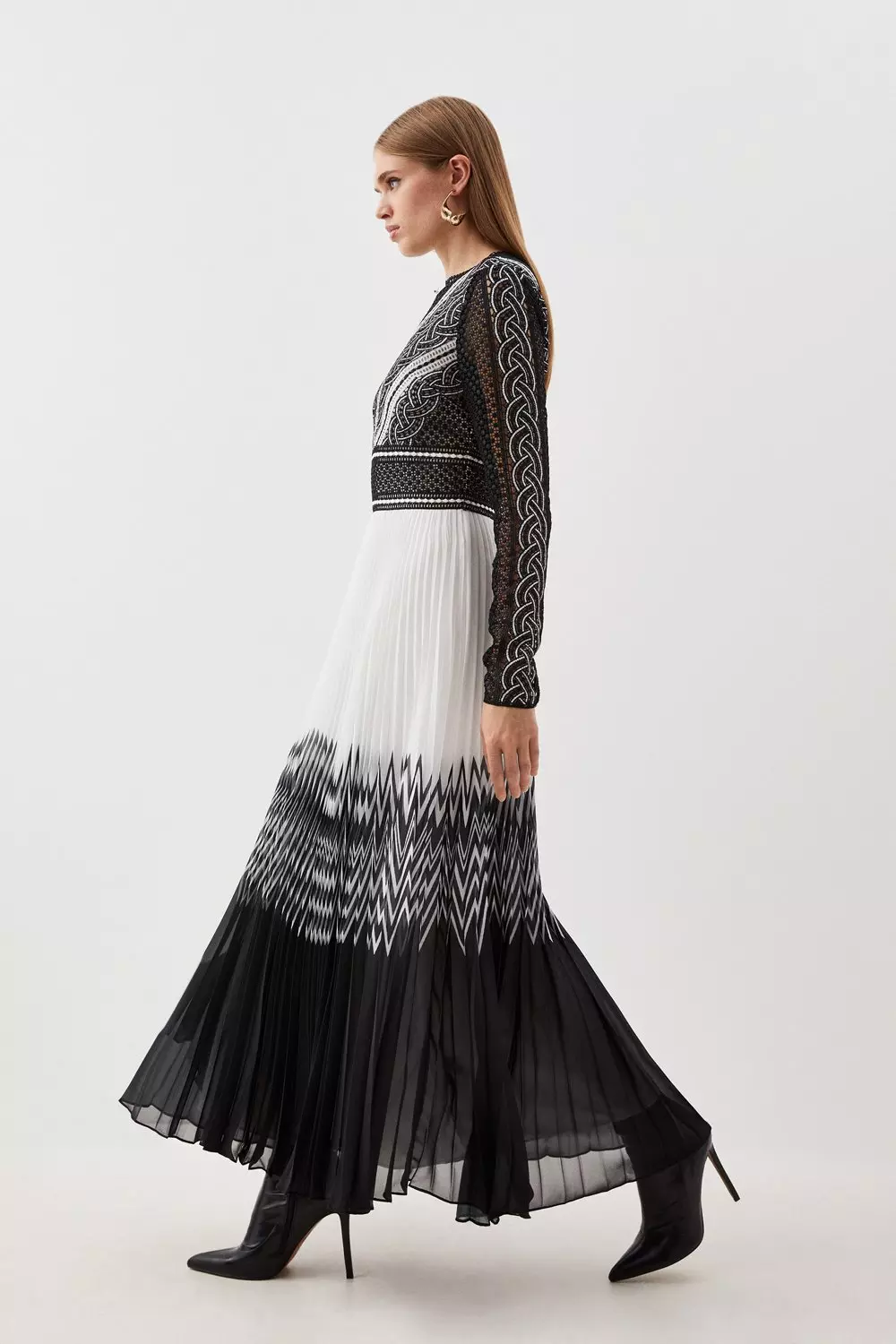 Pleated Skirt Black Summer Maxi Dress