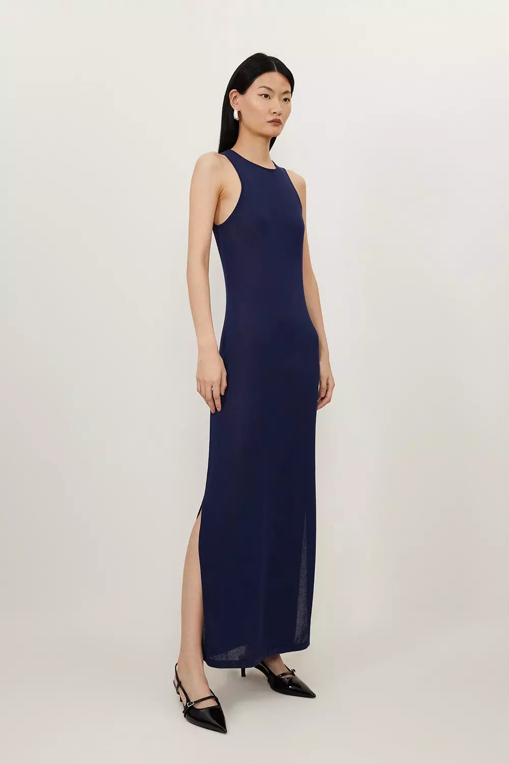 Petite Summer Knit Racer Maxi Dress Karen Millen