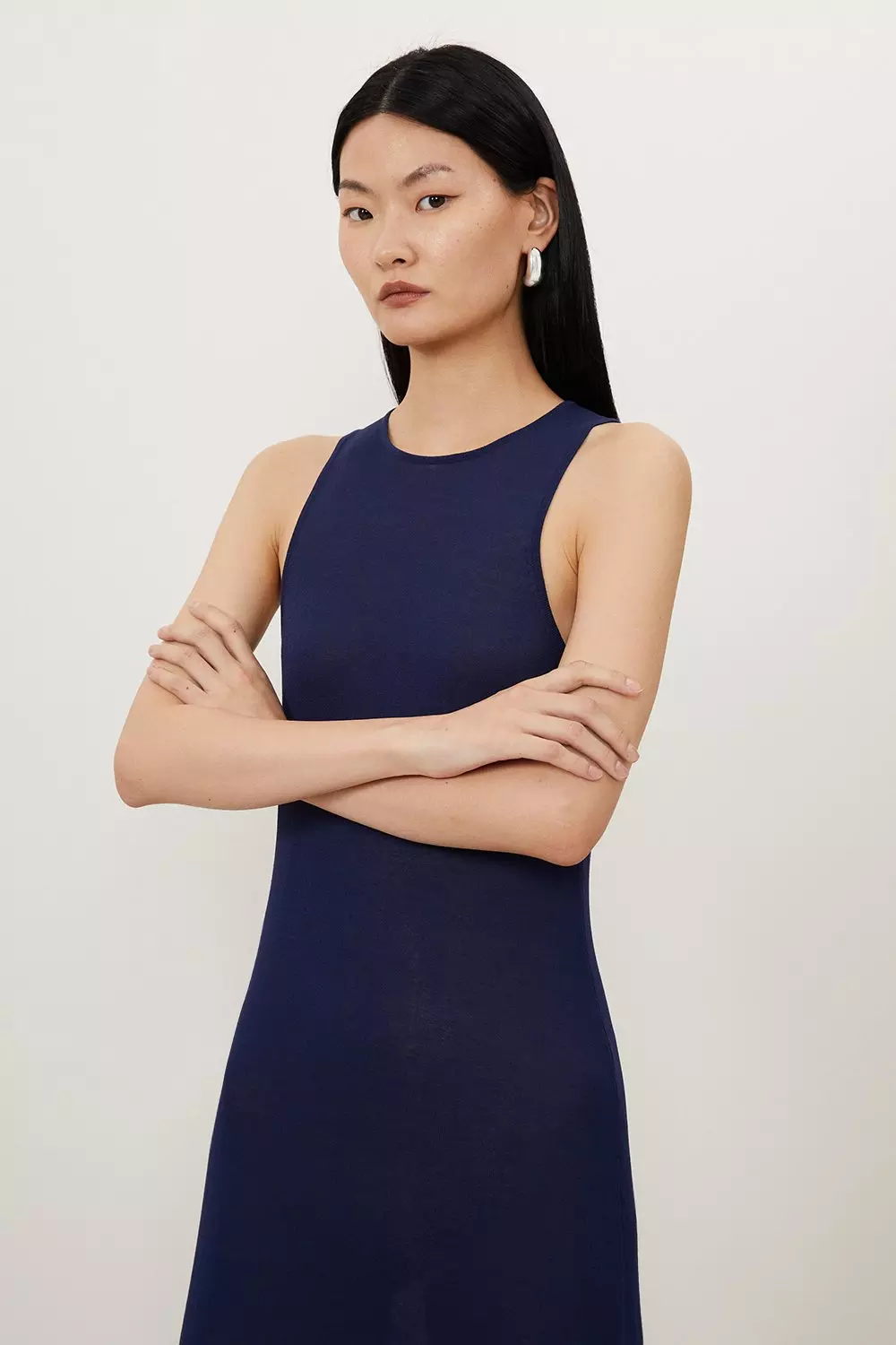 ★emis☆SLEEVELESS KNIT DRESS Women's Sexy Sleeveless Cut Out Slim Bodycon Dress Crewneck