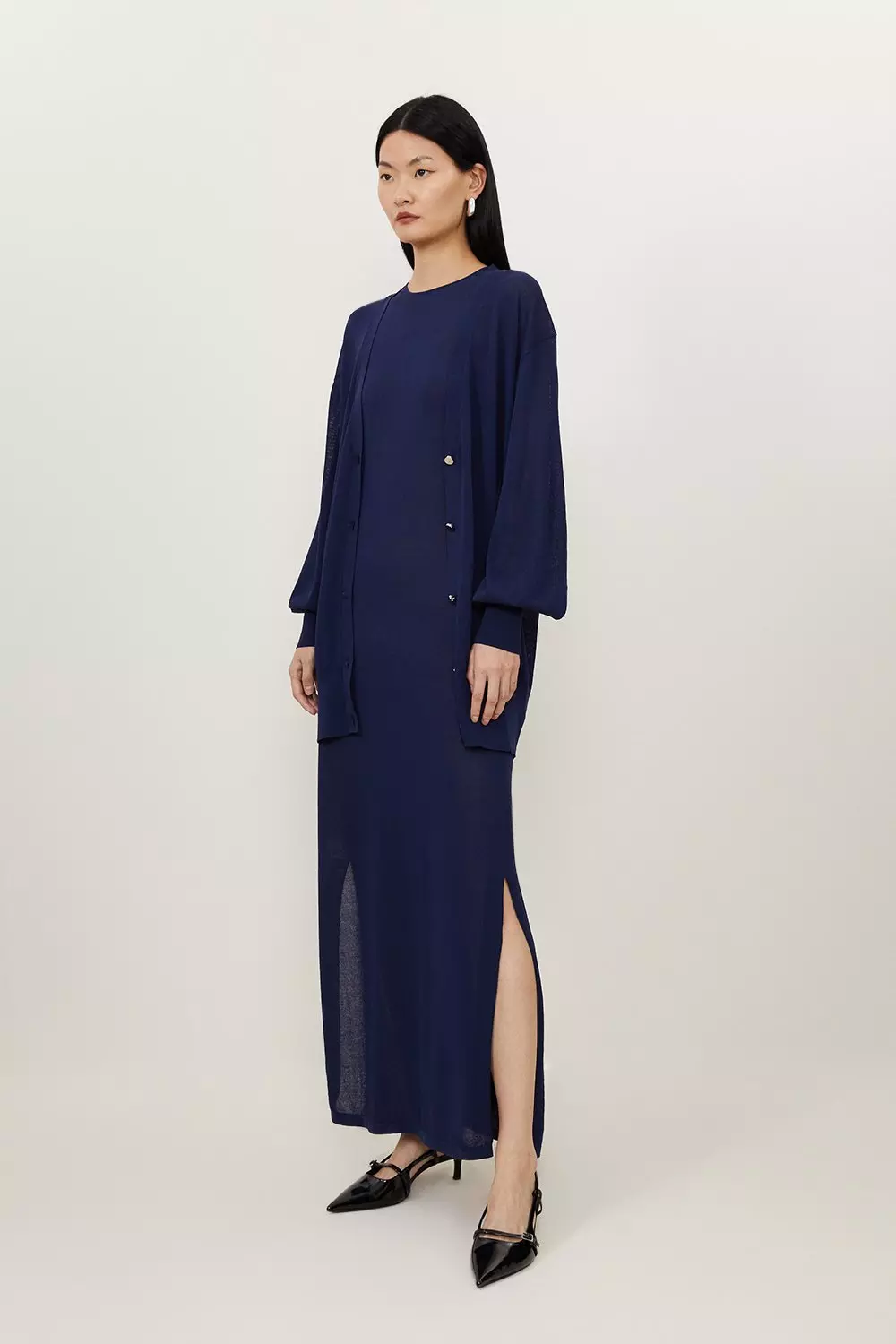 Petite Summer Knit Racer Maxi Dress | Karen Millen