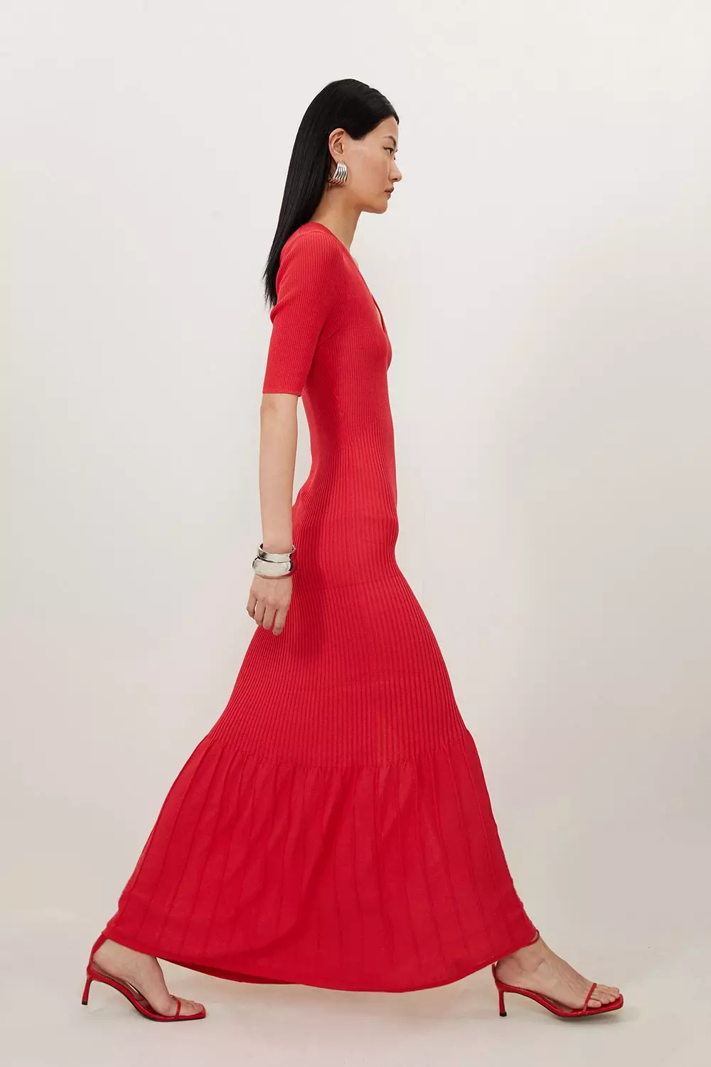 関税送料込★SALE★完売間近ラスト★KarenMillen★Pleatドレス Karen Millen ベルト付きプリーツマキシドレス 送料関税込み
