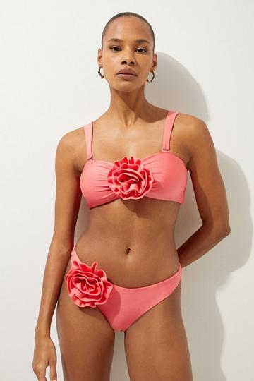 Rosette Detail Bandeau Bikini Top blush