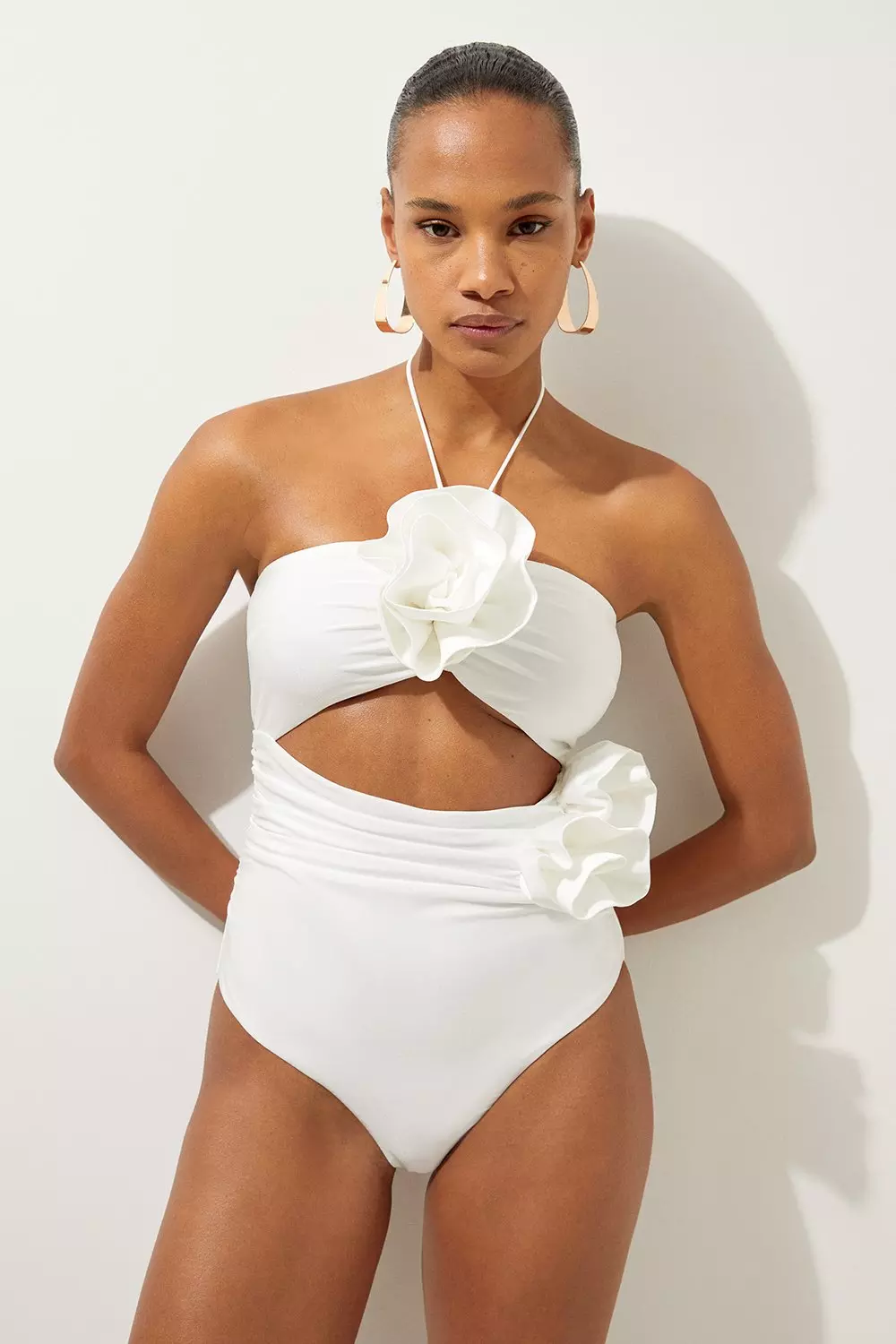 Black Rosette Cut Out Detail Swimsuit alternative image