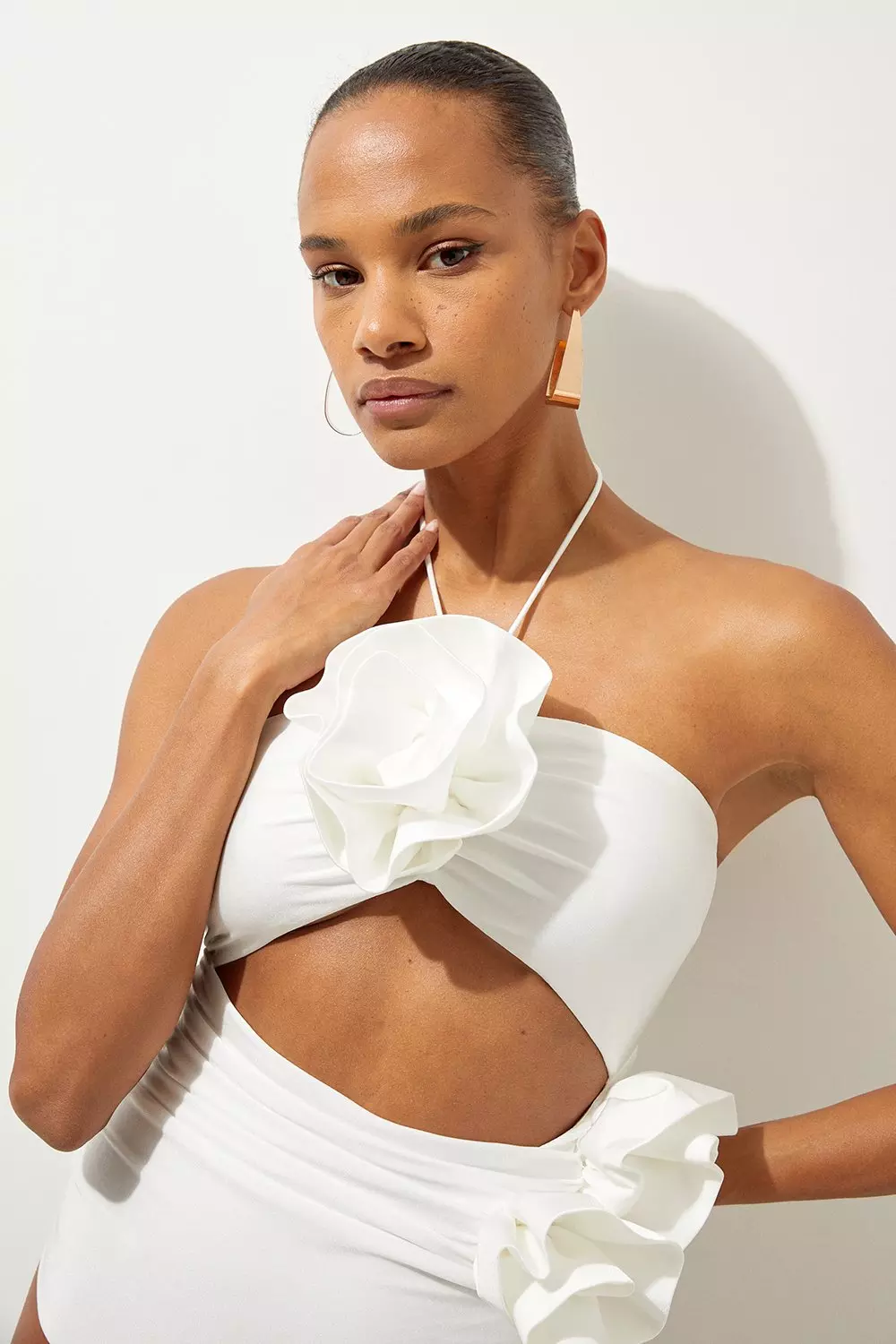 Black Rosette Cut Out Detail Swimsuit alternative image