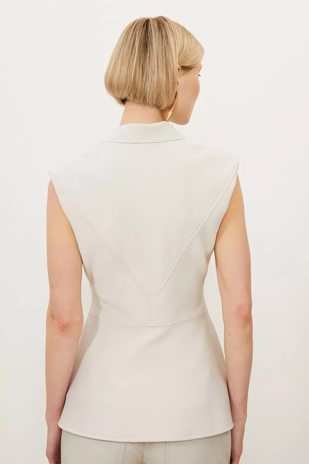 Figure Form Bandage Sleeveless Power Shoulder Knit Jacket Karen Millen