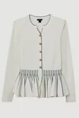 Viscose Blend Knit Peplum Jacket | Karen Millen Viscose Blend Knit Peplum Jacket | Karen Millen