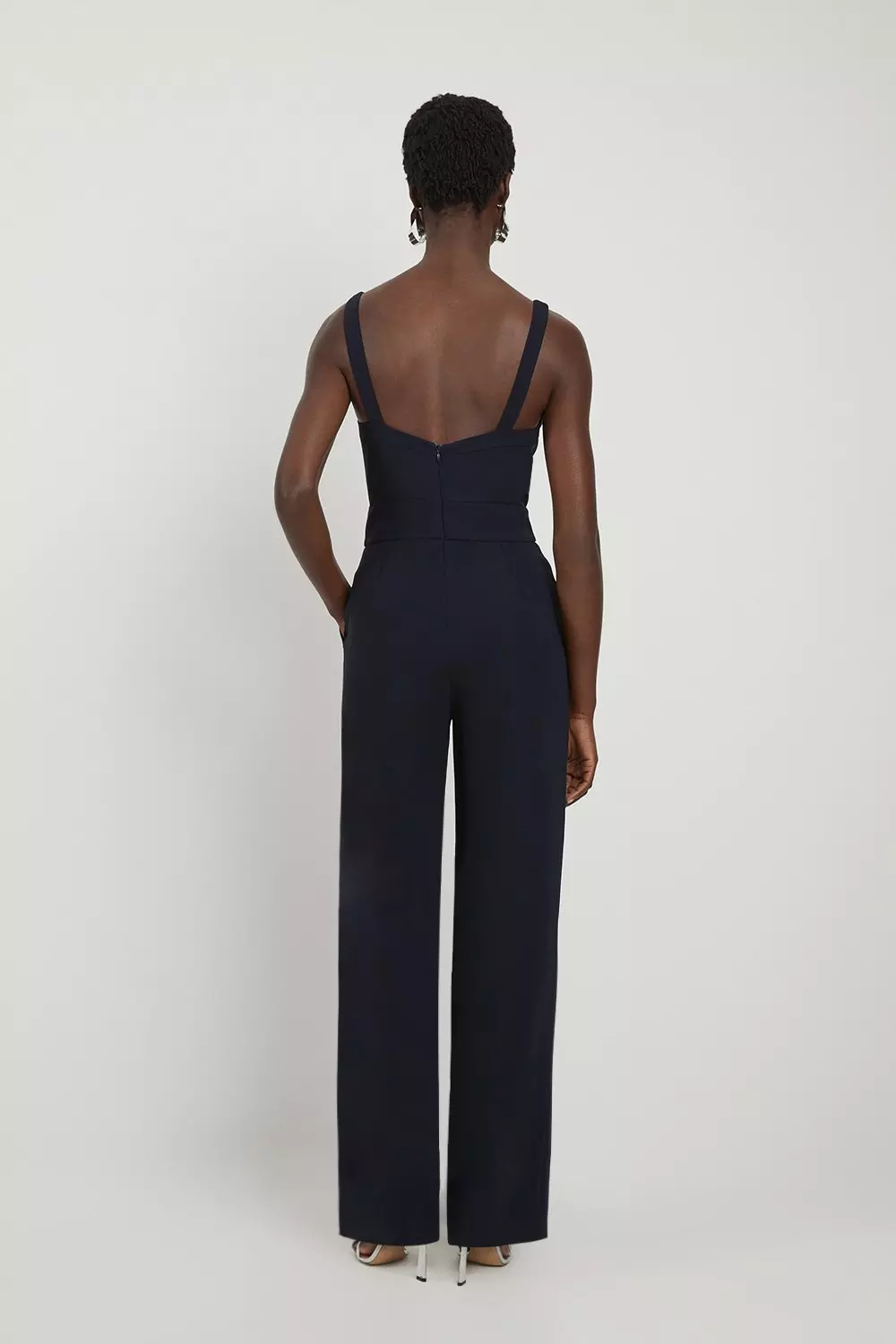 Fluid Tailored Cowl Neck Backless Wide Leg Jumpsuit Karen Millen