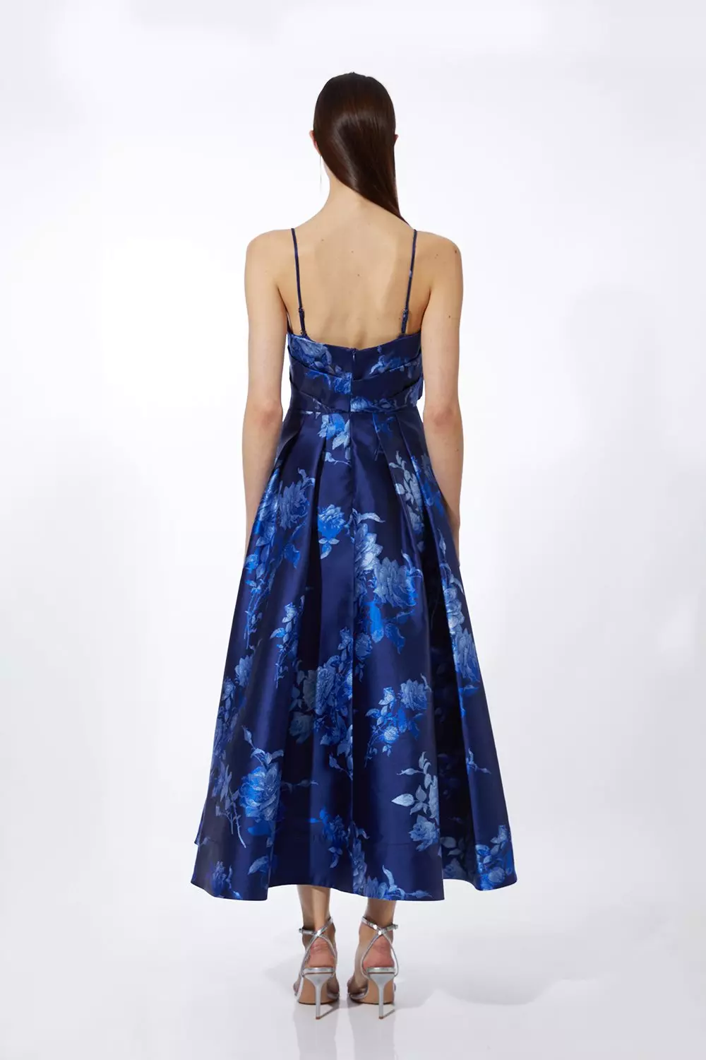 Petite Placed Jacquard Twill Woven Prom Dress | Karen Millen