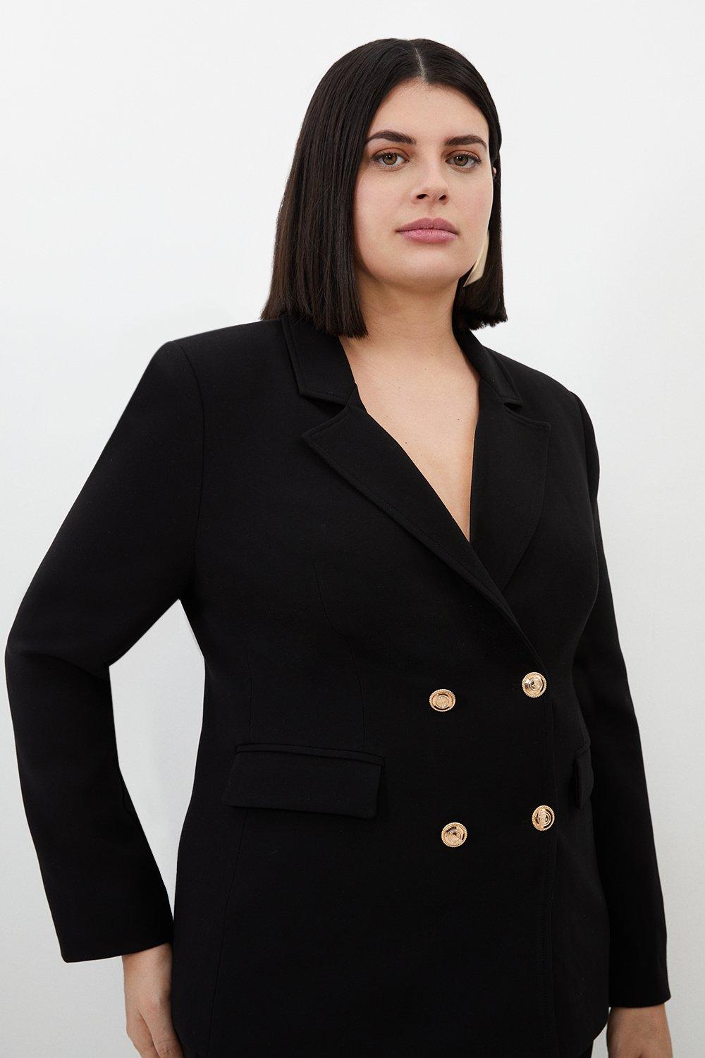 Black Plus Size Compact Essential Tailored Double Breasted Blazer