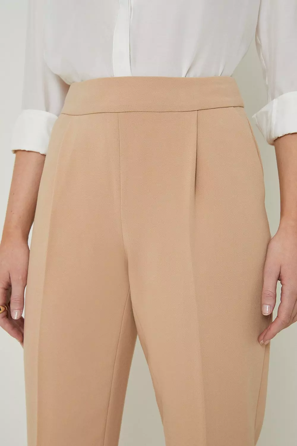 Tailored Compact Stretch High Waist Wide Leg Pants | Karen