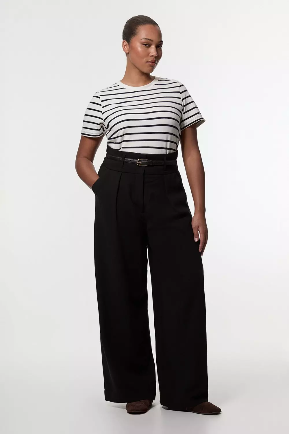 Plus size high waisted wide leg pants hotsell