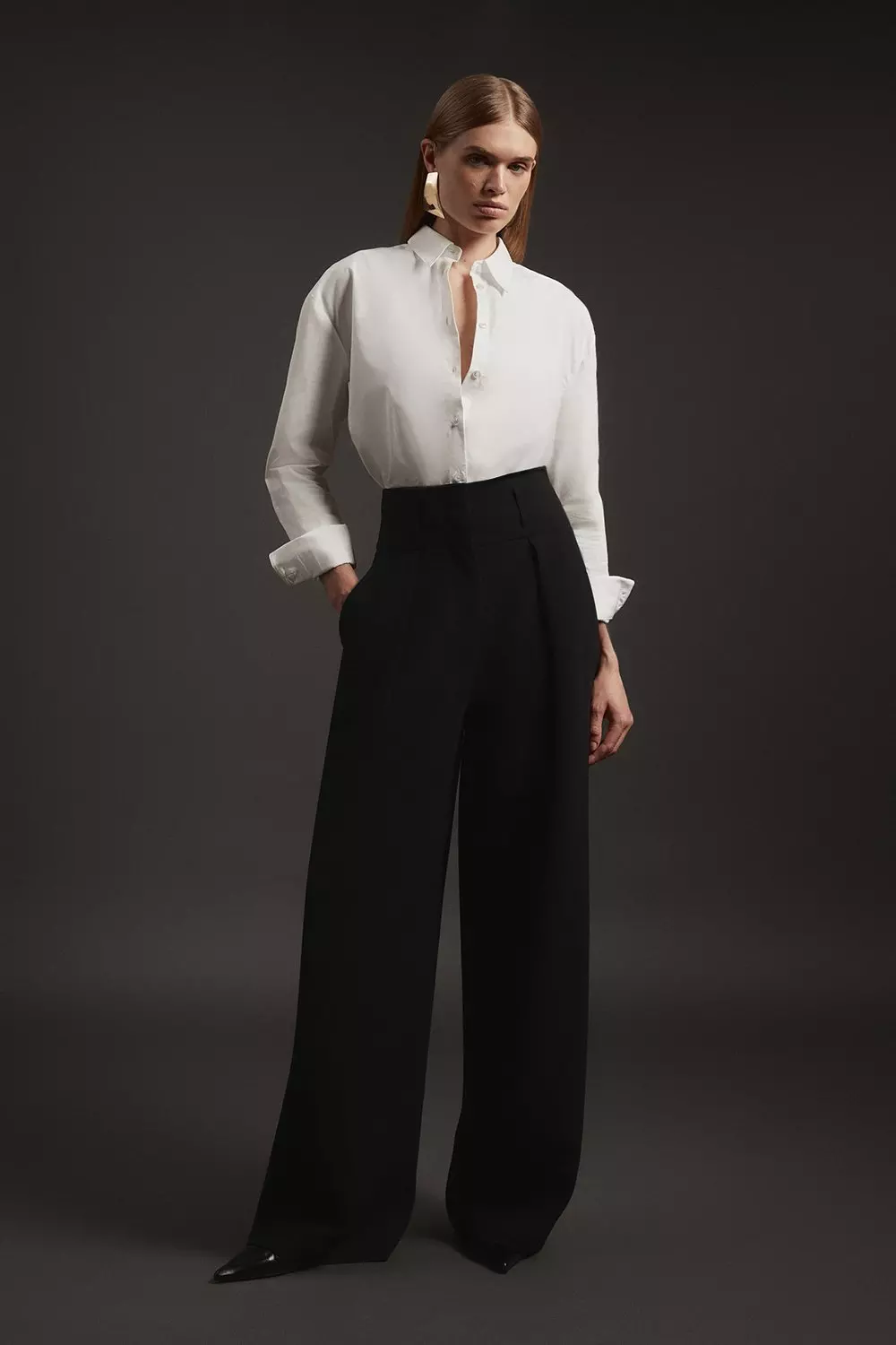 Compact Stretch Essential Tailored High Waist Wide Leg Trouser alternative image