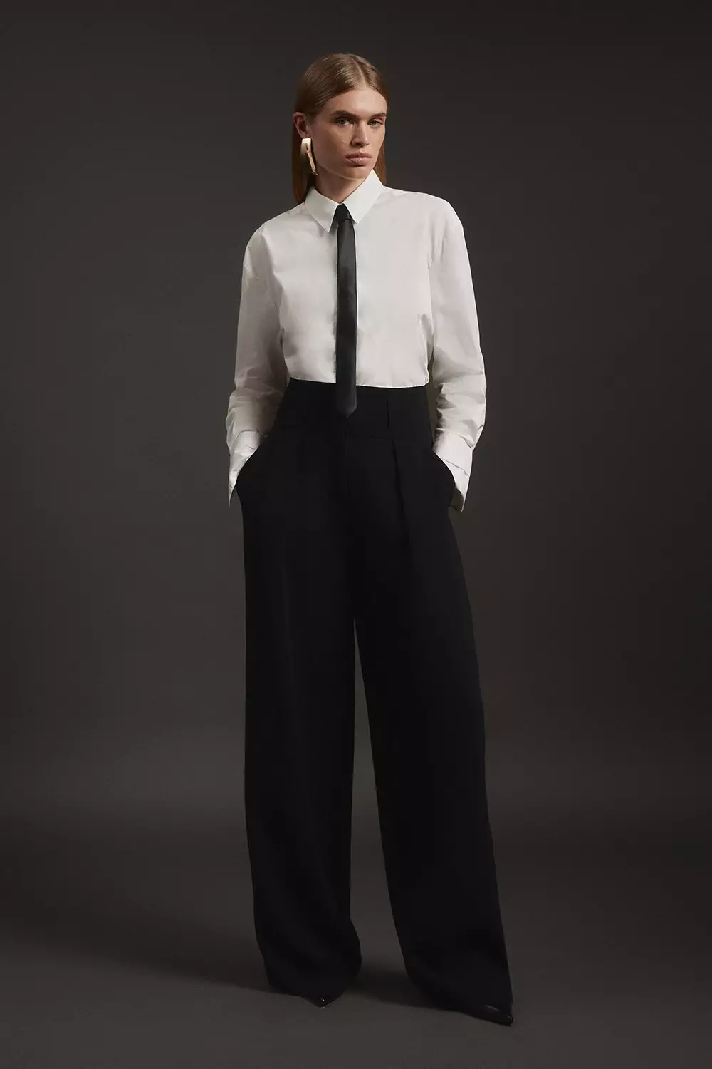 Compact Stretch Essential Tailored High Waist Wide Leg Trouser alternative image