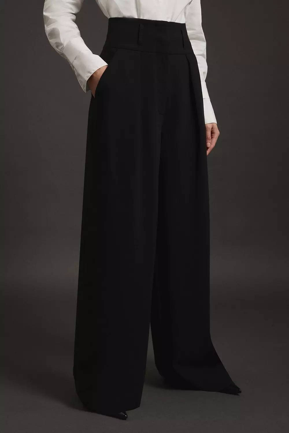 Compact Stretch Essential Tailored High Waist Wide Leg Trouser alternative image