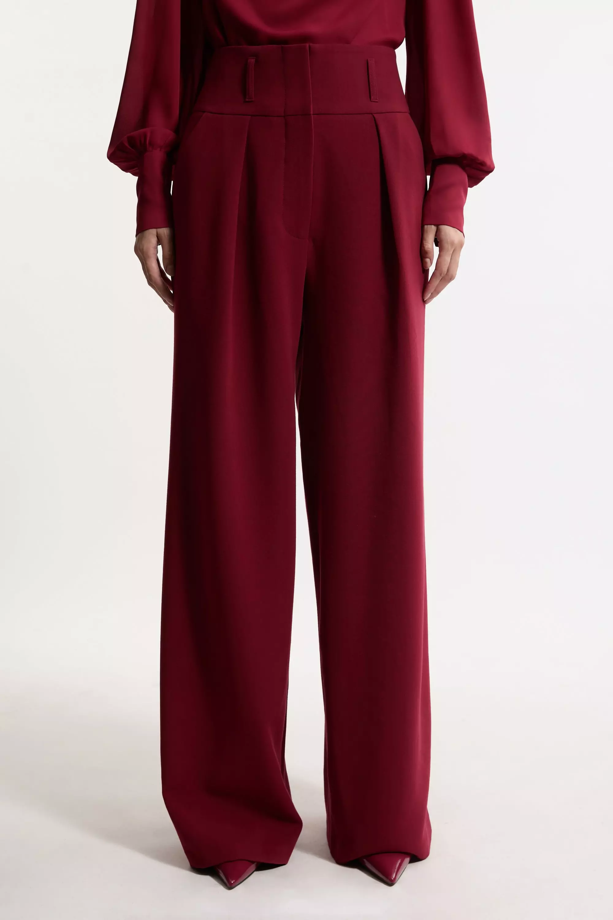 Compact Stretch Essential Tailored High Waist Wide Leg Pants