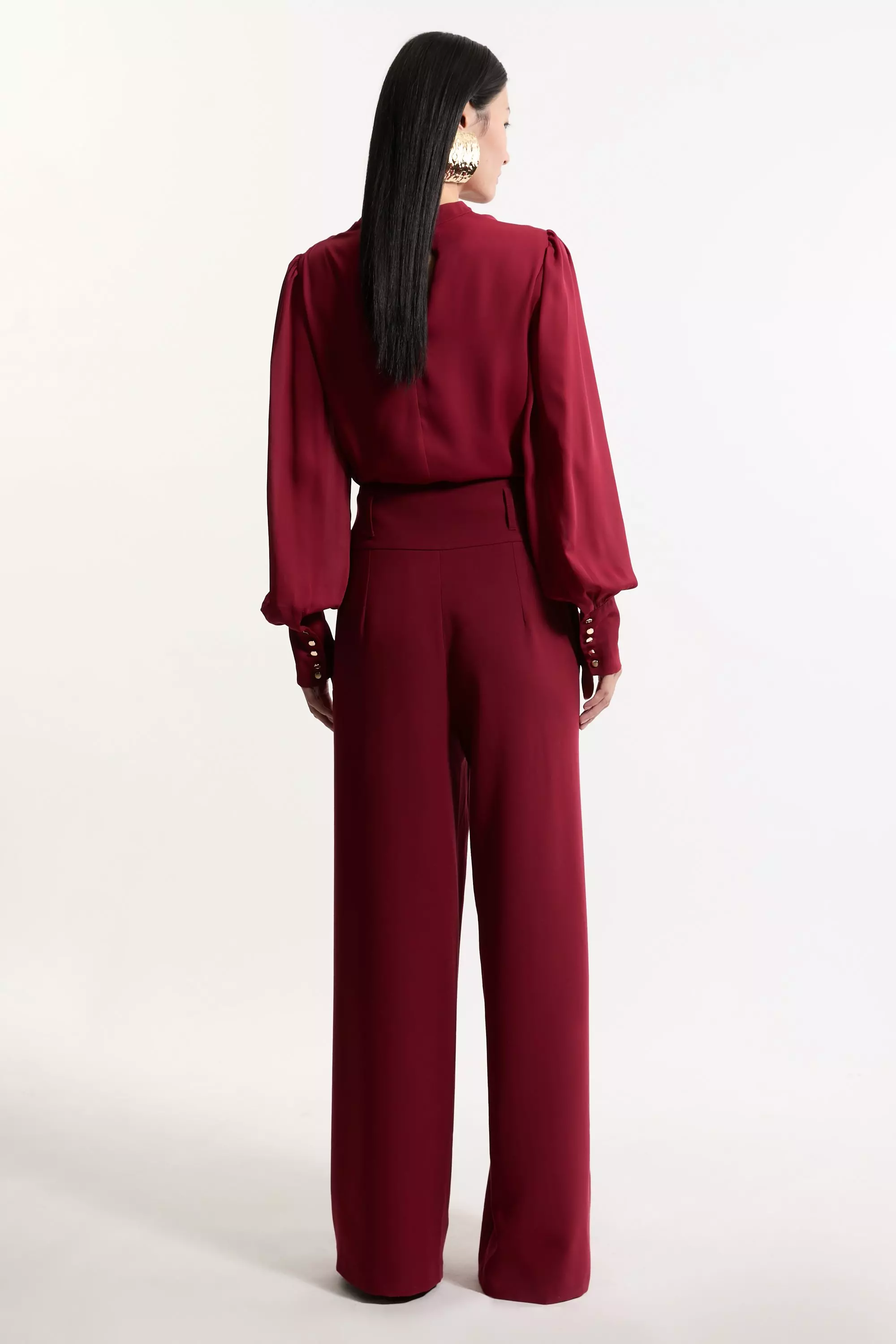 Compact Stretch Essential Tailored High Waist Wide Leg Pants