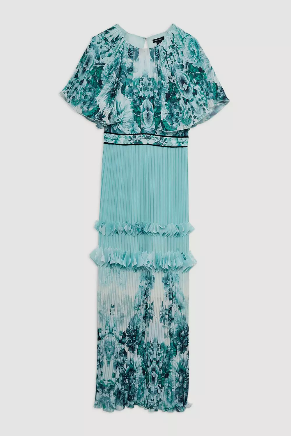 Green Floral Pleat Detail Woven Maxi Dress alternative image