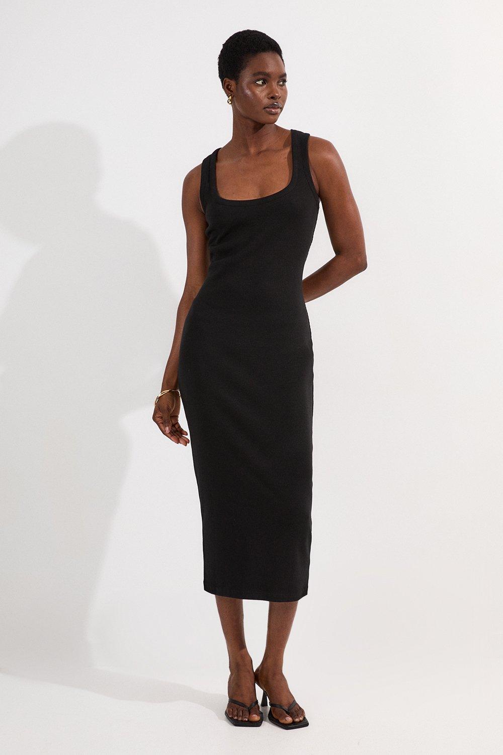 KarenMillen/リブ ジャージー Collared Midi Dress Rib Knit Zip Through Midi Dress | Karen Millen