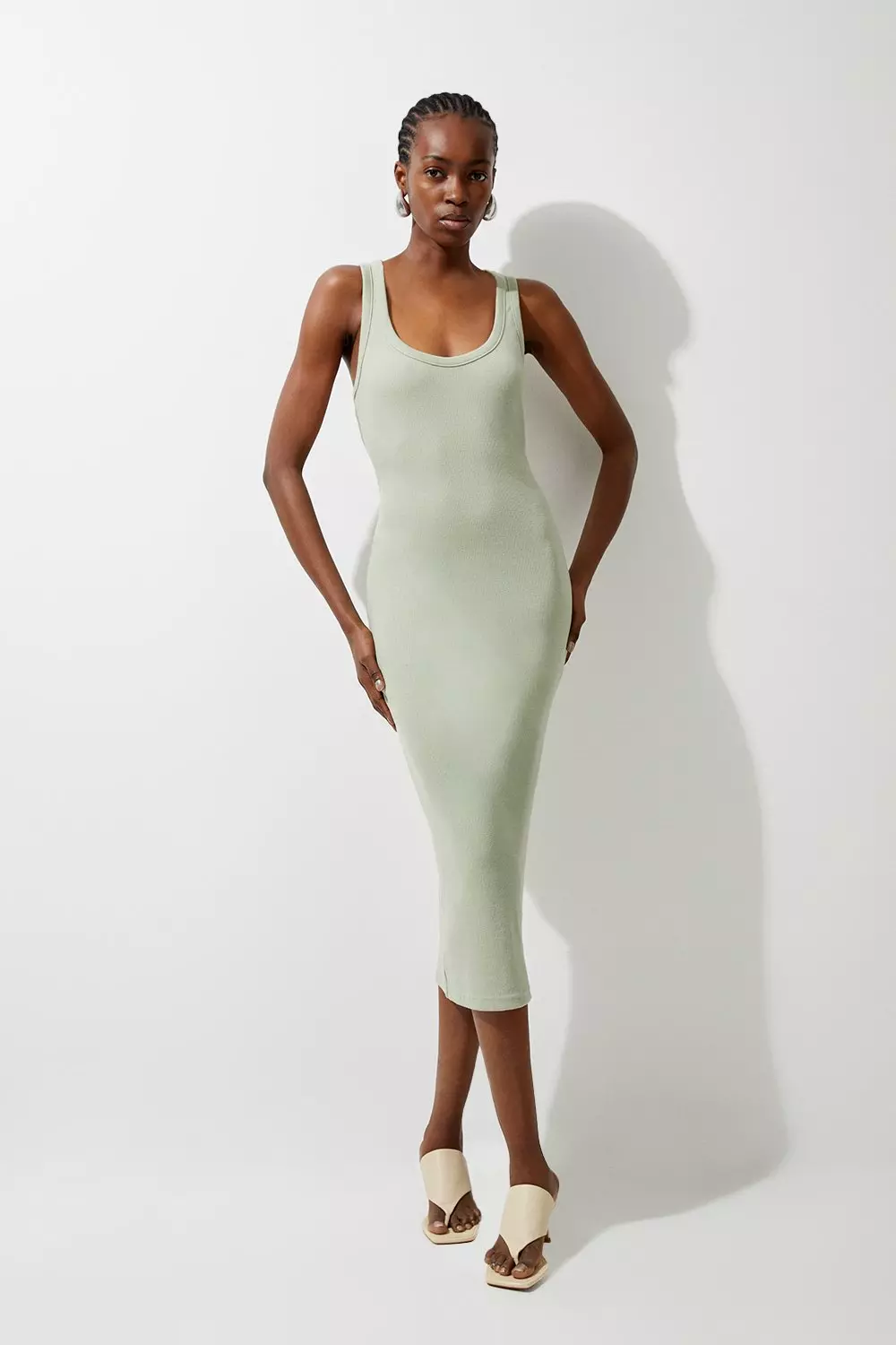 Compact Jersey Rib Racer Midi Dress | Karen Millen