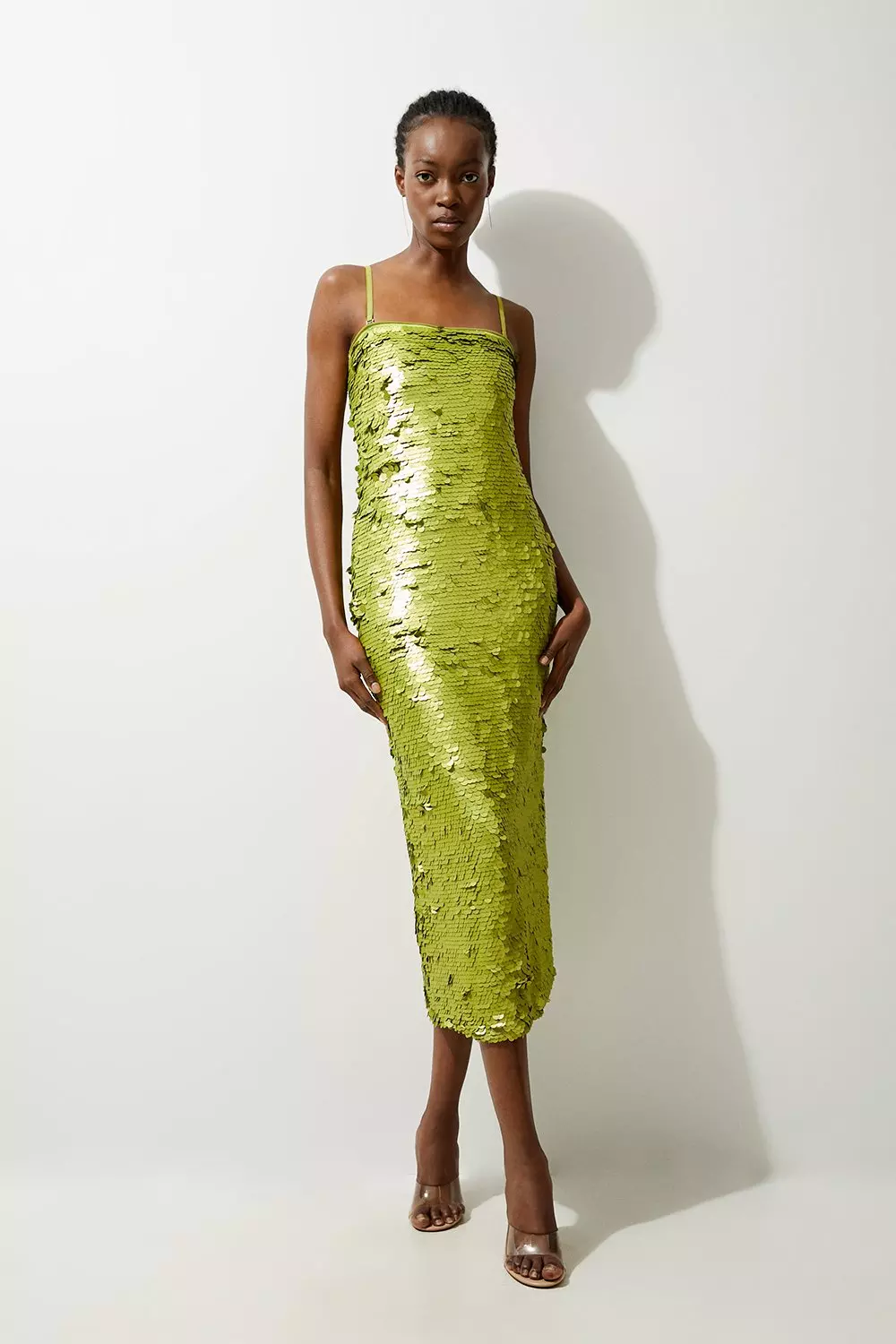 Sequin Bandeau Woven Midi Dress Karen Millen