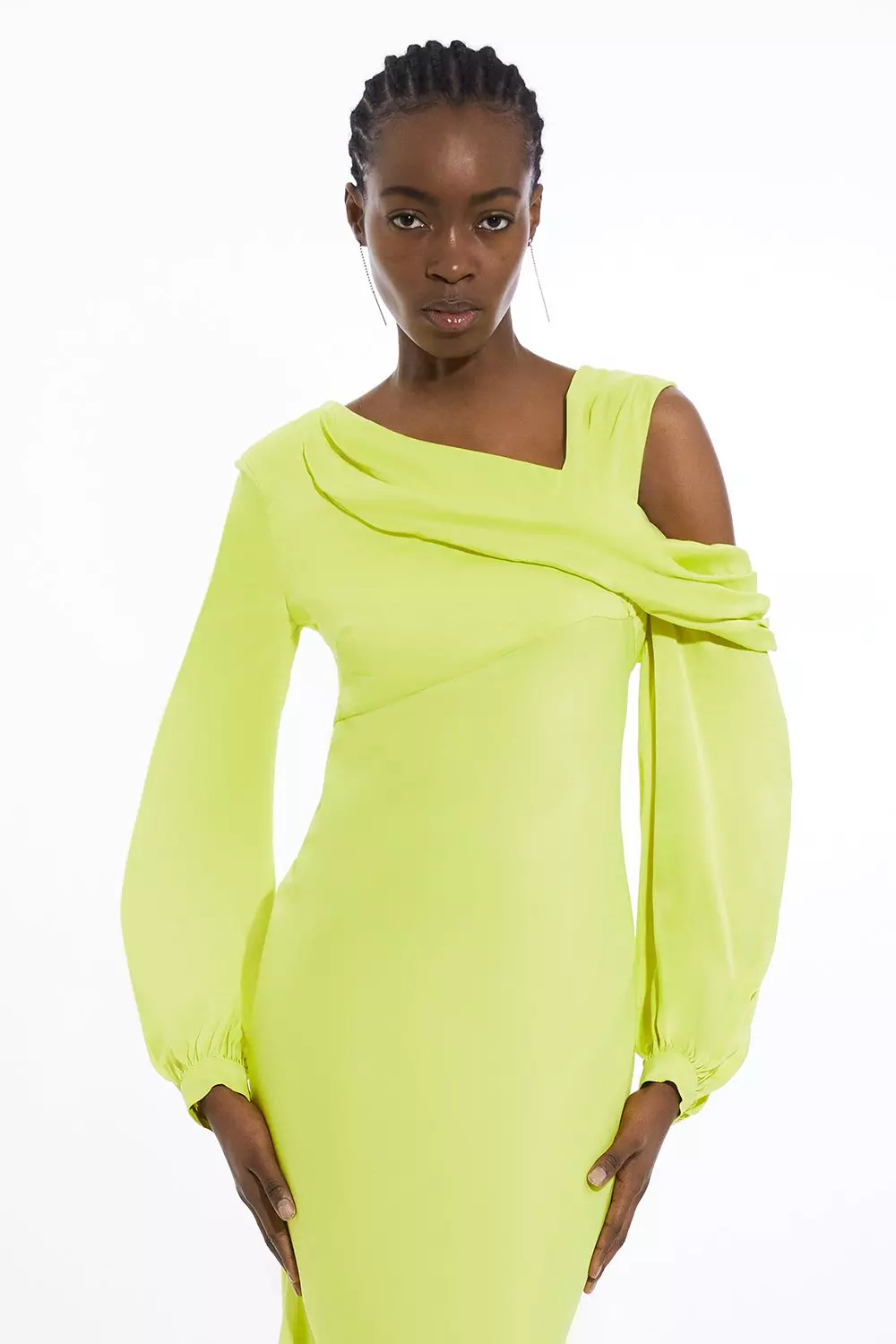 Neon green one shoulder dress sales