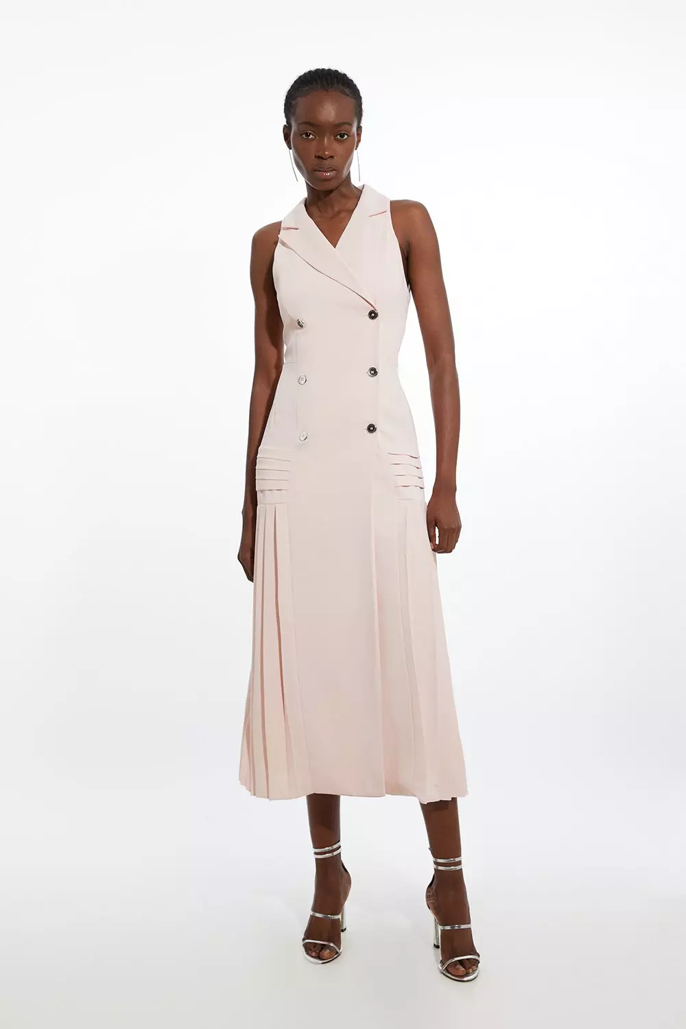 Pleated sleeveless dress hotsell